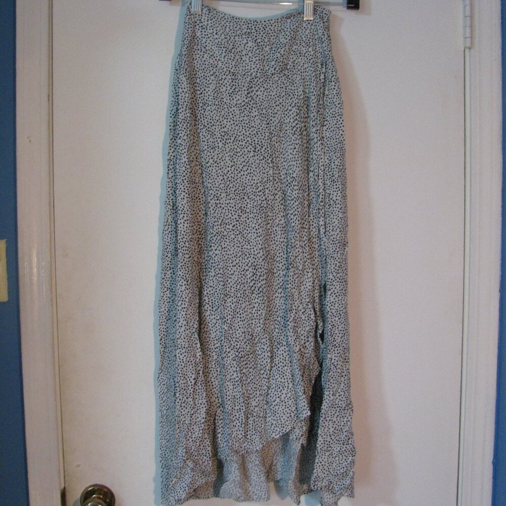 Japna Faux Wrap Skirt XS Black & White Dots High Low Hem Sexy